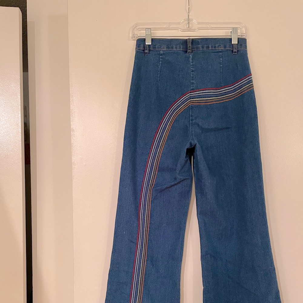 Rainbow Stripe Modcloth Flared Jeans